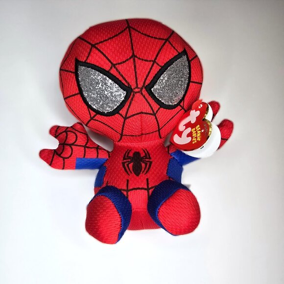 2 Marvel TY Beanie Babies - 6" SPIDER-MAN and BLACK PANTHER Plush Toy - New - Picture 2 of 7